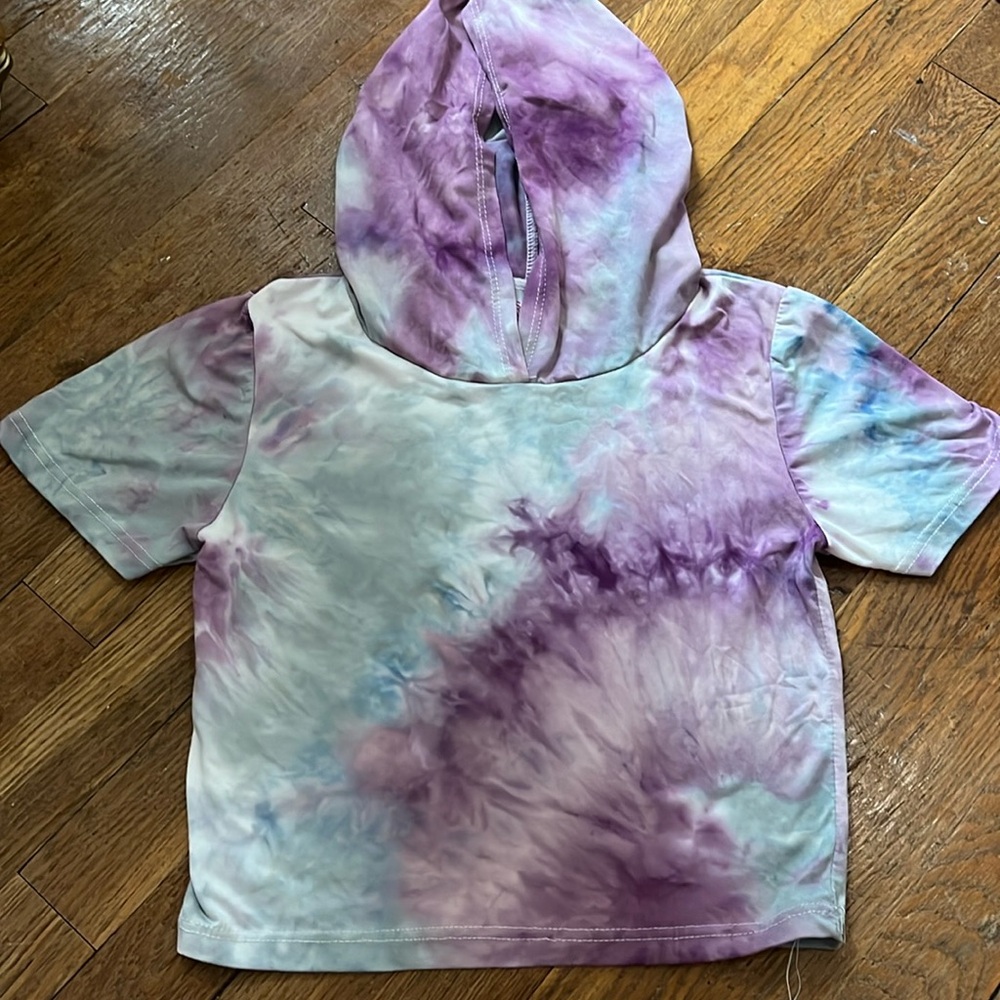 SWEET girls tie-dye t shirt with a hood